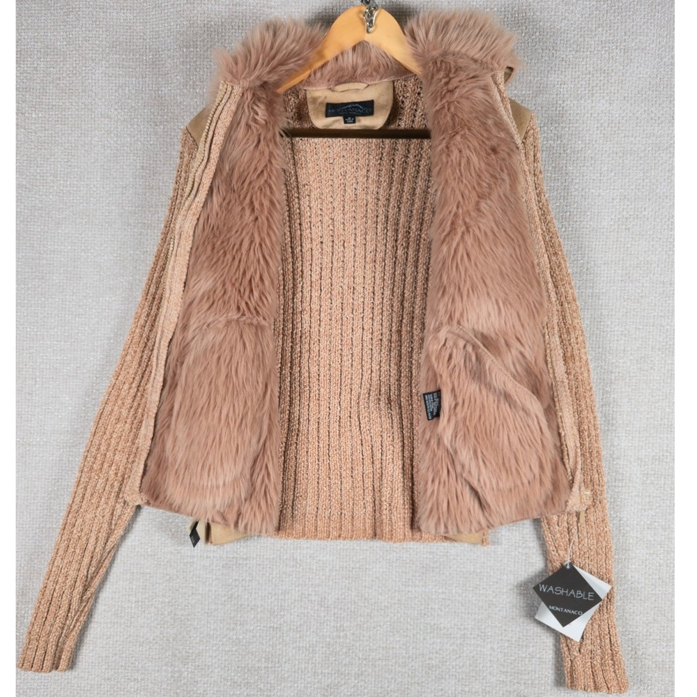 VTG Montanaco Faux Suede‎ Fur Jacket Sz M NWT Y2K Aesthetic Boho Chic Washable